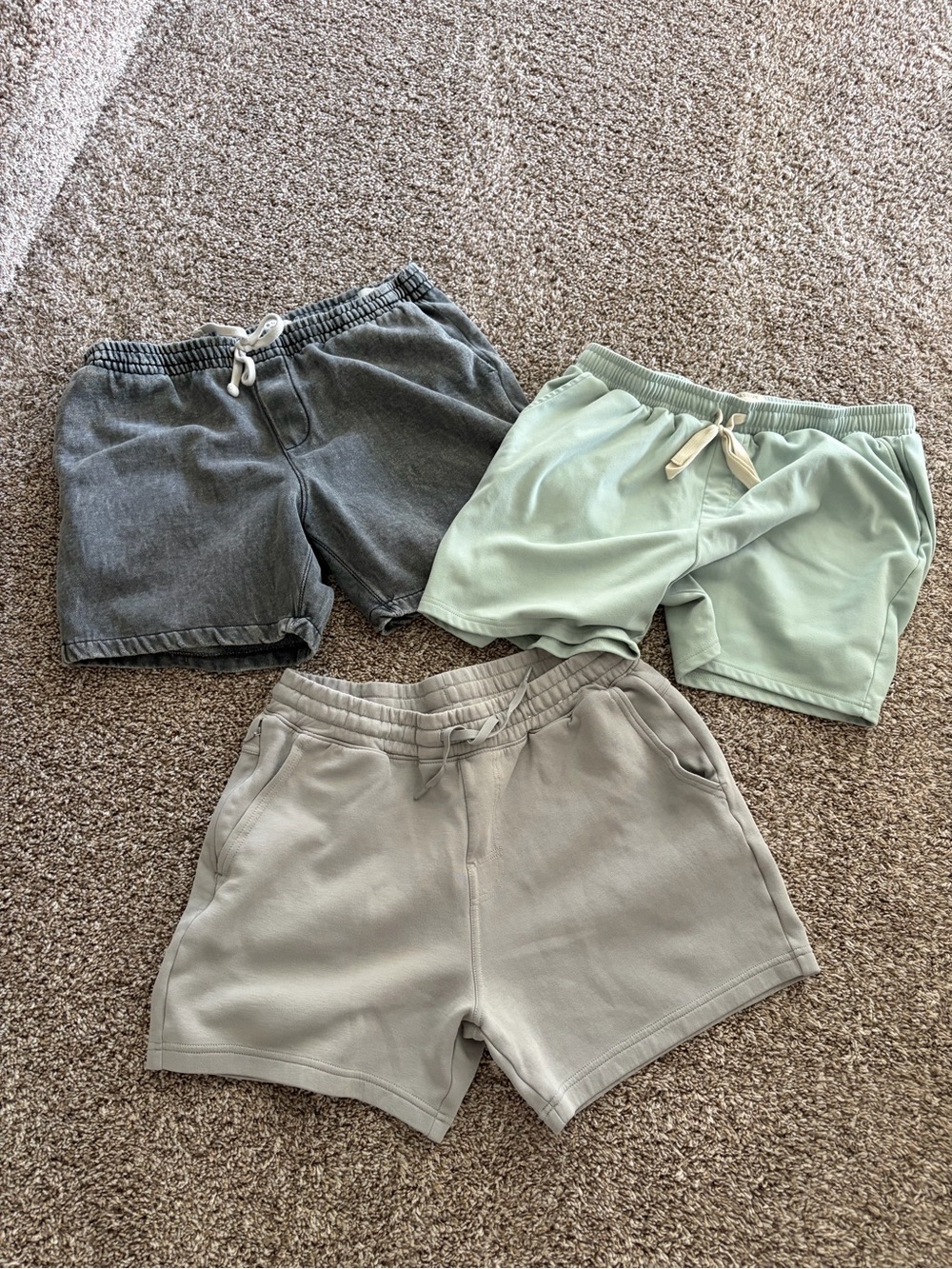 Mens Casual Drawstring Shorts - Sage, Gray, Charcoal